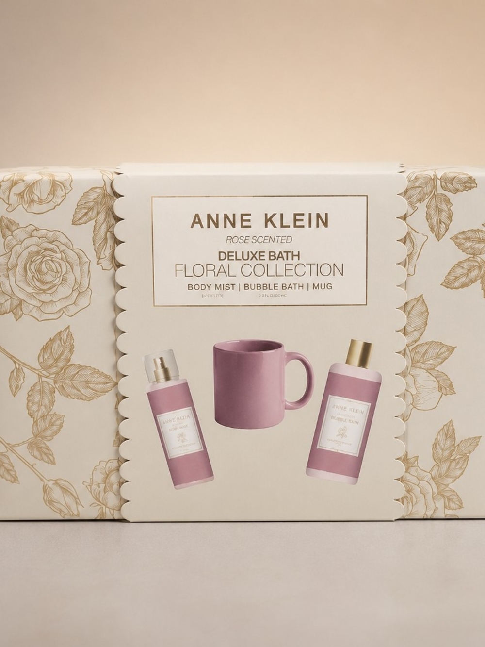 Anne Klein Rose-Scented Deluxe Bath Floral Collection - Pink
